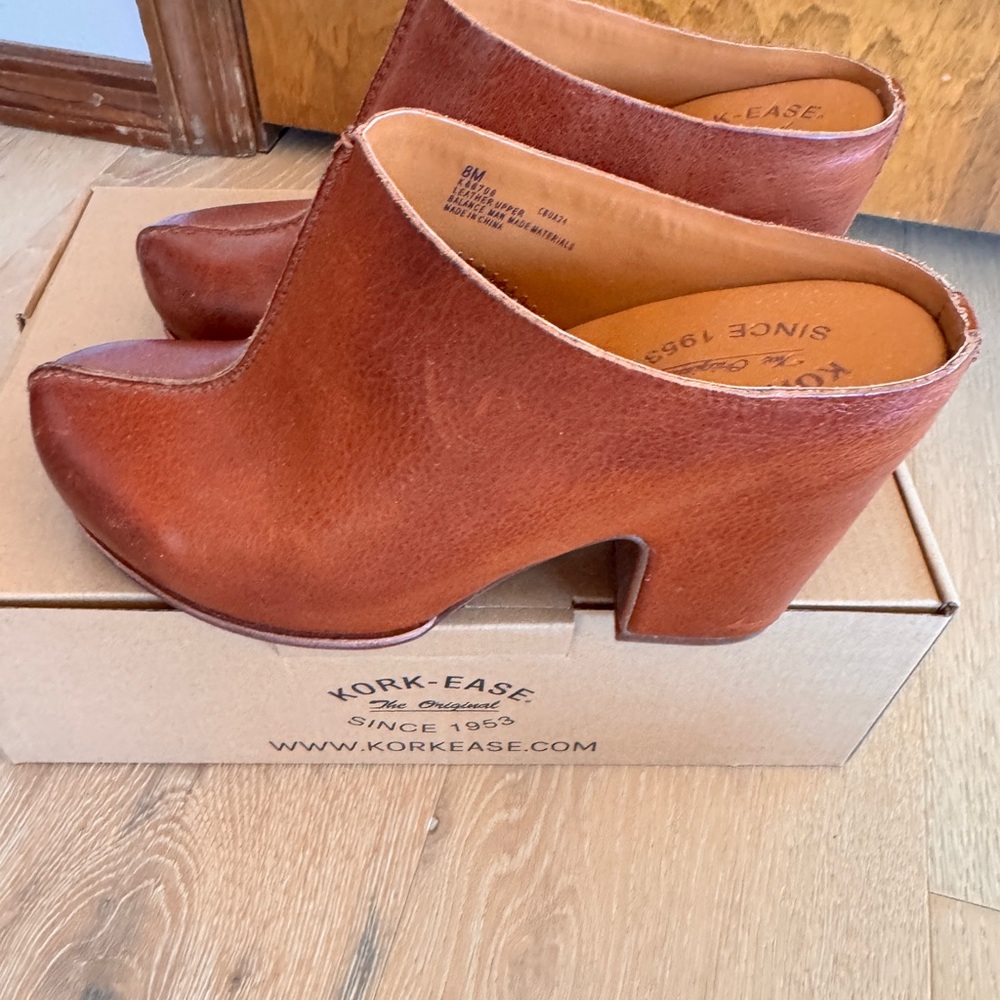 Kork-Ease Rich Brown Leather Mules - Picture 2 of 4